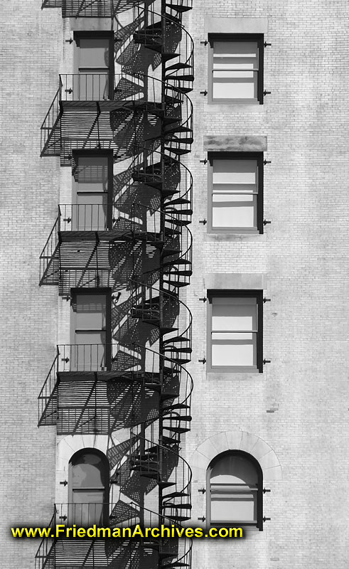 building,art,stairs,fire escape,metal,brick,black-and-white,